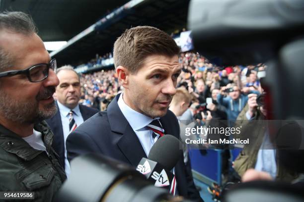 Steven Gerrard is unveiled as the new manager of Rangers football Club at Ibrox Stadium on May 4, 2018 in Glasgow, Scotland.