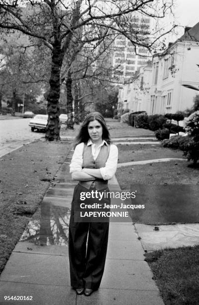 Actrice Carrie Fisher en janvier 1978 à Los Angeles, Etats-Unis.