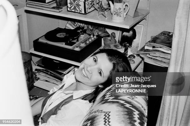 Actrice Carrie Fisher en janvier 1978 à Los Angeles, Etats-Unis.