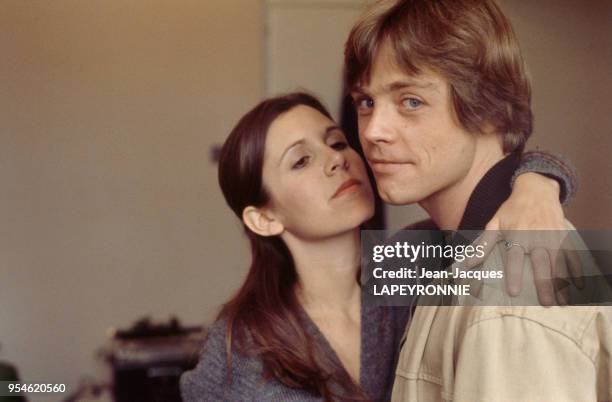 Carrie Fisher et Mark Hamill en juillet 1979 à Londres, Royaume-Uni.