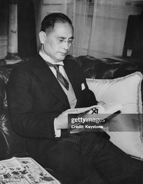 Mamoru Shigemitsu , the Japanese Ambassador to the United Kingdom, at the Japanese Embassy in London, 30th August 1939. He has been selected as the...