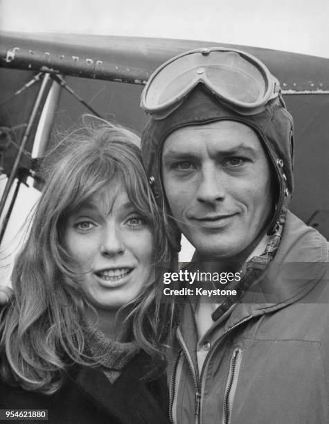 Canadian actress Joanna Shimkus and French actor Alain Delon film the movie 'Les Aventuriers', aka 'The Last Adventure' in Paris, France, 16th...