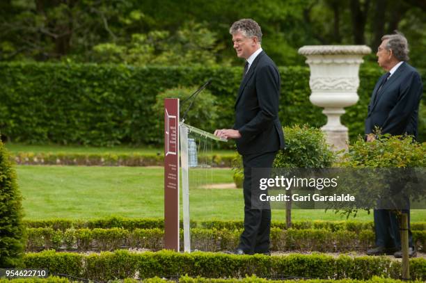 Jonathan Powell, former Downing Street Chief of Staff and chief British negotiator on Northern Ireland, reads a statement during the International...