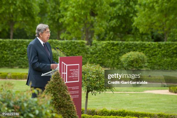 Cuauhtemoc Cardenas, Founder of the Party of the Democratic Revolution of Mexico reads a statement during the International event to advance in the...