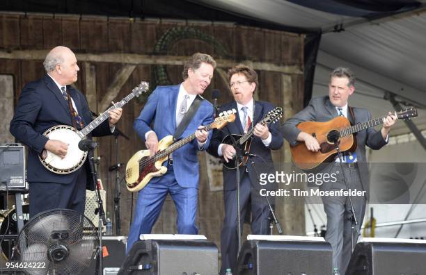 Pete Wernick, Nick Forster, Tim O'Brien, and Bryan Sutton of Hot Rize perform during the 2018 New Orleans Jazz & Heritage Festival at Fair Grounds...