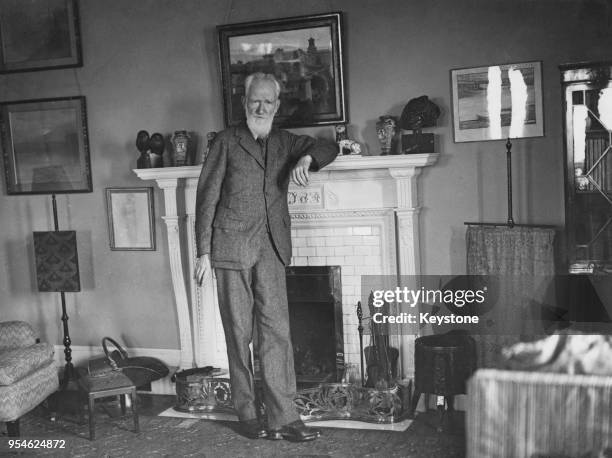 Irish playwright George Bernard Shaw at his home, circa 1927.