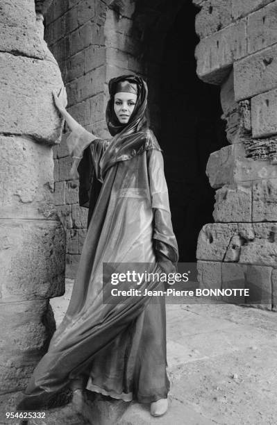 Actrice Michèle Mercier dans le film 'Angélique et le Sultan' réalisé par Bernard Borderie en 1967 en Tunisie.