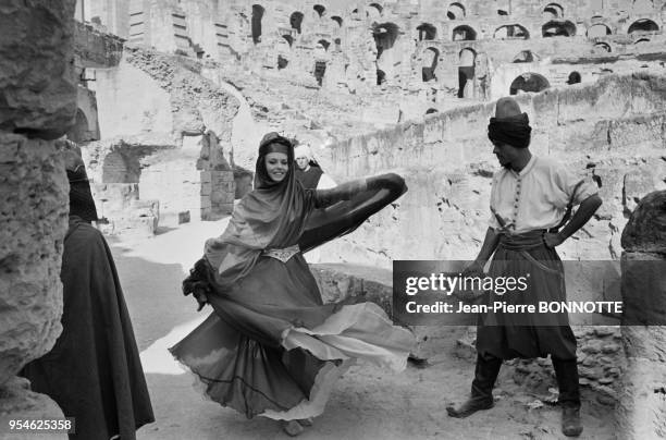 Actrice Michèle Mercier dans le film 'Angélique et le Sultan' réalisé par Bernard Borderie en 1967 en Tunisie.