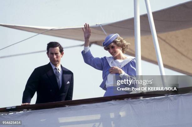 Le prince Charles et la princesse Diana en avril 1985 en Sardaigne lors d'une visite officielle en Italie.