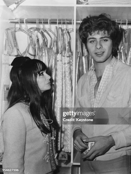 Italian actress and singer Marisa Solinas with singer Ricky Shayne. Italy, December 1966.