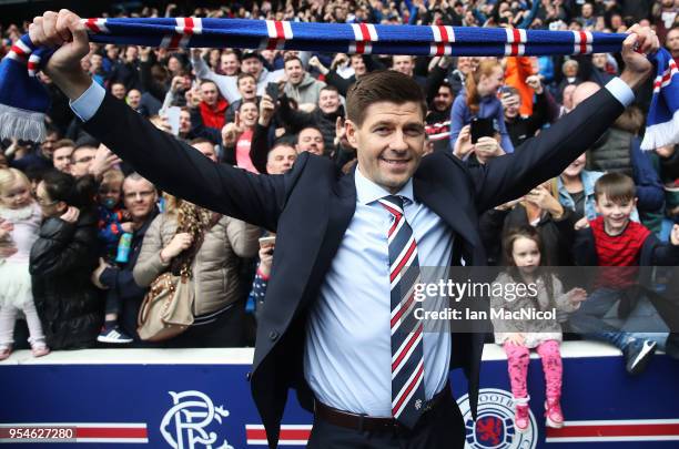 Steven Gerrard is unveiled as the new manager of Rangers football Club at Ibrox Stadium on May 4, 2018 in Glasgow, Scotland.