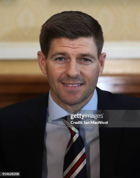 Steven Gerrard is unveiled as the new manager of Rangers football Club at Ibrox Stadium on May 4, 2018 in Glasgow, Scotland.