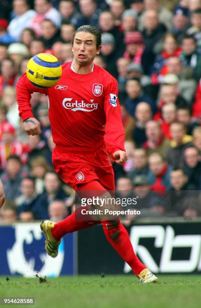 Harry Kewell of Liverpool in action during the Barclays Premiership match between Liverpool and Manchester City at Anfield in Liverpool on February...