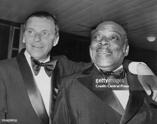 American singer and actor Frank Sinatra and bandleader Count Basie give a charity concert at the Royal Festival Hall in London, in aid of the NSPCC...