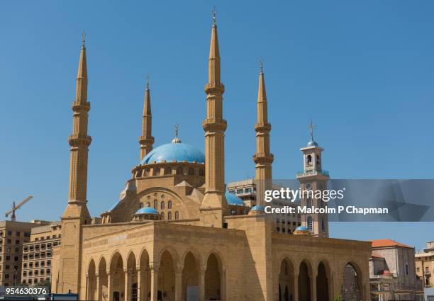 mohammad al-amin mosque, beirut, lebanon - beirut city stock pictures, royalty-free photos & images