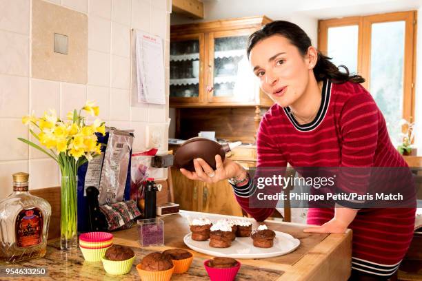 The skier Marie Bochet, golden medal winner at the Paralympic Winter Games 2018 at Pyeongchang is photographed for Paris Match on March 26, 2018 in...