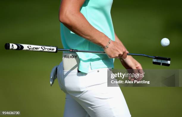 Mel Reid of England is pictured on the 6th greene during the Pro Am event prior to the start of GolfSixes at The Centurion Club on May 4, 2018 in St...