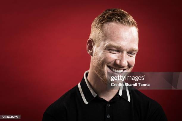 Track and field athlete Greg Rutherford is photographed for the Observer on July 11, 2016 in London, England.