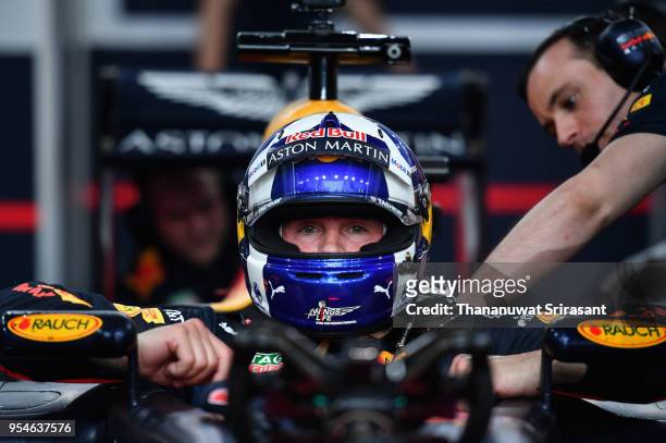 David Coulthard of Scotland and Red Bull Racing prepares to drive during the Red Bull Racing Vietnam show run on May 4, 2018 in Ho Chi Minh City,...