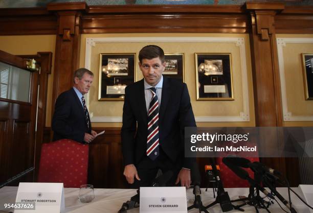 Steven Gerrard is unveiled as the new manager of Rangers football Club at Ibrox Stadium on May 4, 2018 in Glasgow, Scotland.