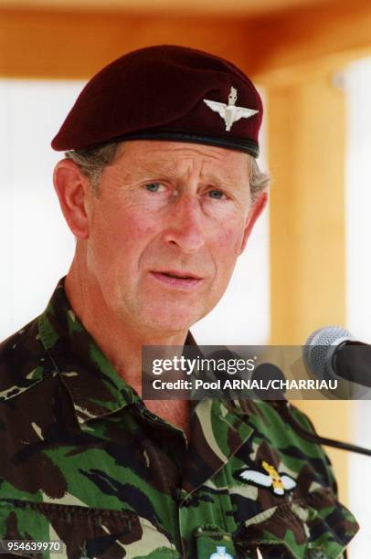 Le Prince Charles, en tenue de parachutiste, inaugure le musée dédié à la 6ème division aéroportée britannique parachutée en juin 1944 près du...