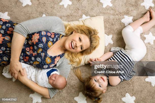 Actress Megan Hilty is photographed with children, Ronan Laine and Viola Philomena for People Magazine on April 5, 2017 in Los Angeles, California.