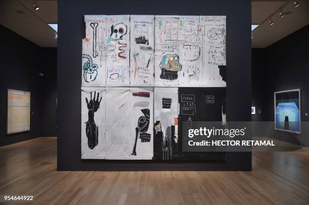 "Flesh and Spirit" by Jean-Michel Basquiat is viewed during a Sotheby's preview of the May Evening Sale of Impressionist and Modern Art, in New York...