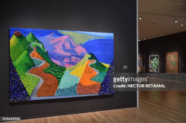 "Pacific coast highway and Santa Monica" by David Hockney at Sotheby's May Evening Sale of Impressionist and Modern Art, in New York, on May 4, 2018....