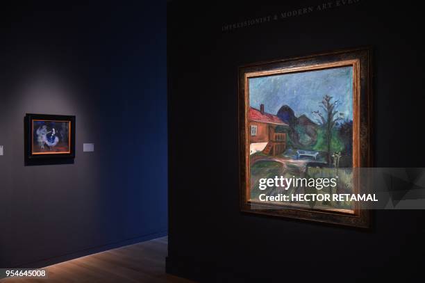 "Sommernatt " by Edvard Munch at Sotheby's May Evening Sale of Impressionist and Modern Art, in New York, on May 4, 2018. In this exhibition there...