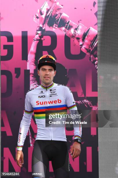 Podium / Tom Dumoulin of The Netherlands and Team Sunweb / Celebration / during the 101th Tour of Italy 2018, Stage 1 a 9,7km Individual Time Trial...