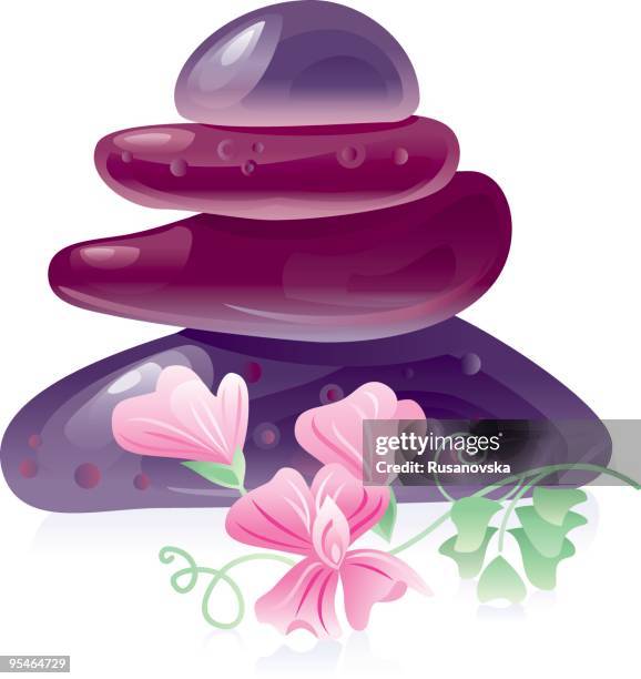 spa stone - pebbles white background stock illustrations