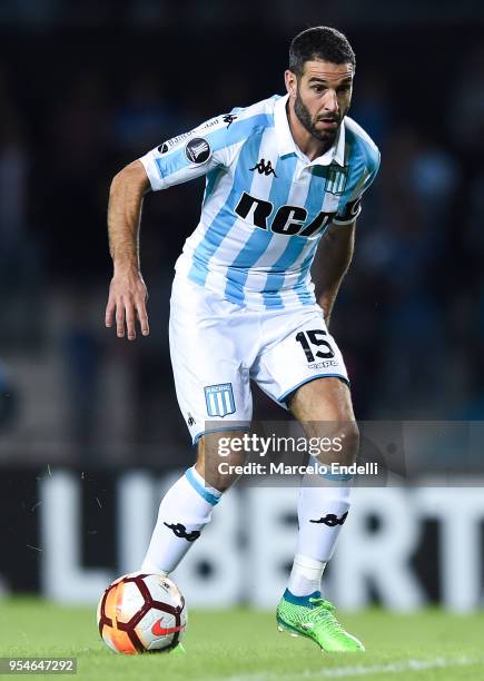 Lisandro Lopez of Racing Club drives the ball during a group stage match between Racing Club and Universidad de Chile as part of Copa CONMEBOL...