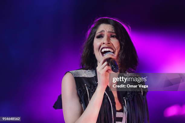 Mexican singer Ashley Grace Pérez Mosa of Pop duo Ha-Ash during a performance show as part "100 años contigo" Tour at The Majestic Theatre on May 3,...