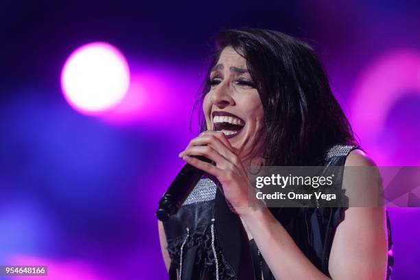 Mexican singer Ashley Grace Pérez Mosa of Pop duo Ha-Ash during a performance show as part "100 años contigo" Tour at The Majestic Theatre on May 3,...