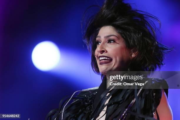 Mexican singer Ashley Grace Pérez Mosa of Pop duo Ha-Ash during a performance show as part "100 años contigo" Tour at The Majestic Theatre on May 3,...