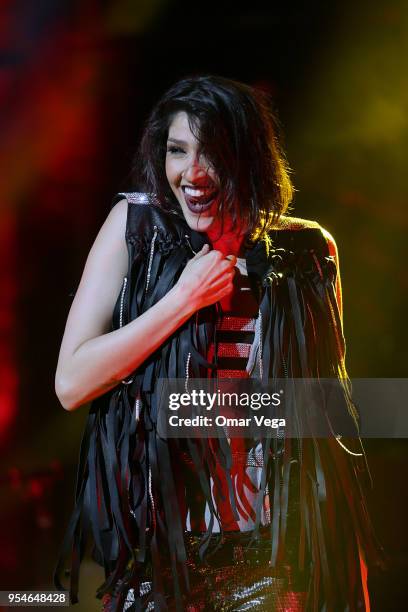 Mexican singer Ashley Grace Pérez Mosa of Pop duo Ha-Ash during a performance show as part "100 años contigo" Tour at The Majestic Theatre on May 3,...