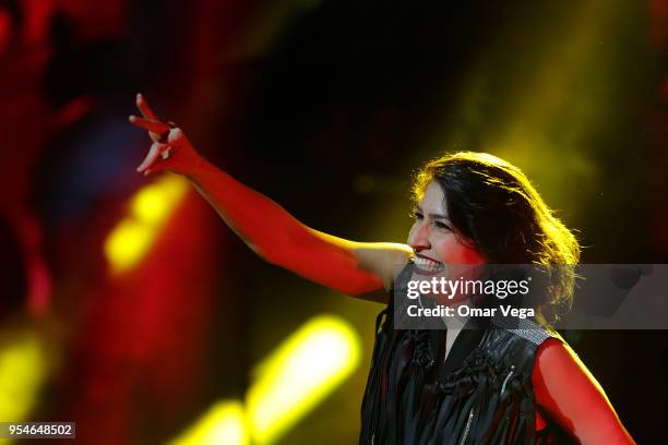 Mexican singer Ashley Grace Pérez Mosa of Pop duo Ha-Ash during a performance show as part "100 años contigo" Tour at The Majestic Theatre on May 3,...