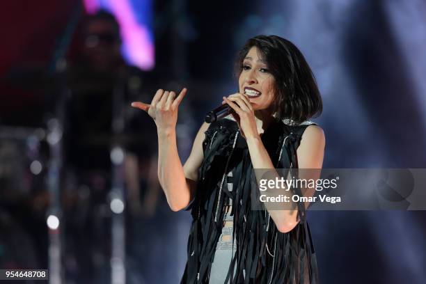 Mexican singer Ashley Grace Pérez Mosa of Pop duo Ha-Ash during a performance show as part "100 años contigo" Tour at The Majestic Theatre on May 3,...