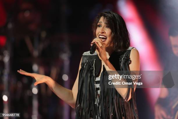 Mexican singer Ashley Grace Pérez Mosa of Pop duo Ha-Ash during a performance show as part "100 años contigo" Tour at The Majestic Theatre on May 3,...