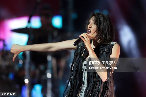 Mexican singer Ashley Grace Pérez Mosa of Pop duo Ha-Ash during a performance show as part "100 años contigo" Tour at The Majestic Theatre on May 3,...