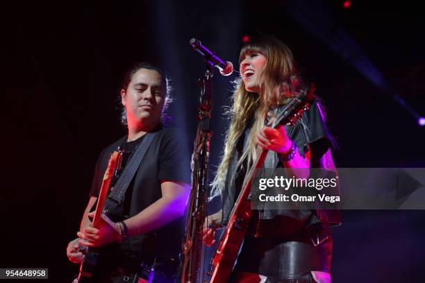 Mexican singer Hanna Nicole Pérez Mosa during a performance show as part "100 años contigo" Tour at The Majestic Theatre on May 3, 2018 in Dallas, US.