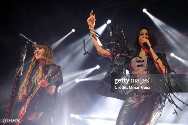 Pop duo Ha-Ash performs during during a show as part "100 años contigo" Tour at The Majestic Theatre on May 3, 2018 in Dallas, US.