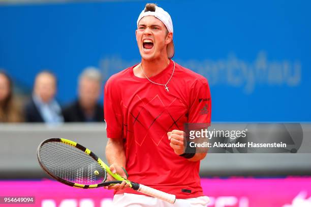 Maximilian Marterer of Germany reacts during his Quaterfinal match against Marton Fucsovics of Hungary on day 7 of the BMW Open by FWU at MTTC...