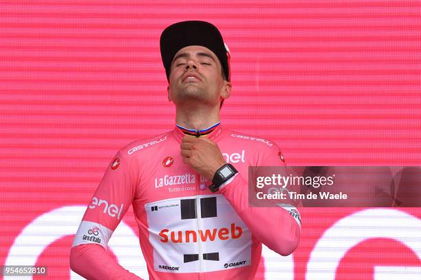 Podium / Tom Dumoulin of The Netherlands and Team Sunweb Pink Leader Jersey / Celebration / during the 101th Tour of Italy 2018, Stage 1 a 9,7km...