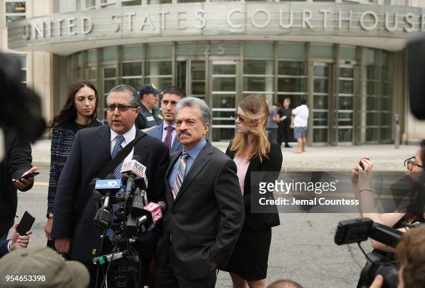Legal Council representing Keith Raniere and the group NXIVM Mark Agnifilo and Paul DerOhannesian speak to the media outside the United States...