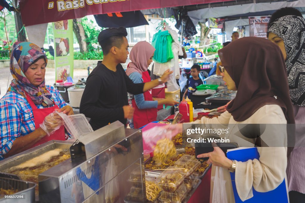 Weekend market on waterfront in Kuching