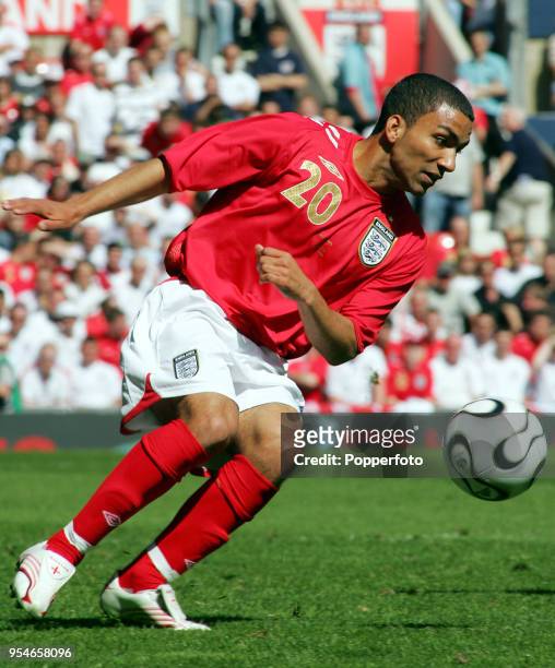 Aaron Lennon of England in action during the International Friendly between England and Jamaica at Old Trafford in Manchester on June 3, 2006....