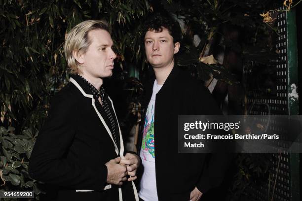 Alex Krapanos and Julian Corrie of rock band Franz Ferdinand are photographed for Paris Match on November 20, 2017 in Paris, France.