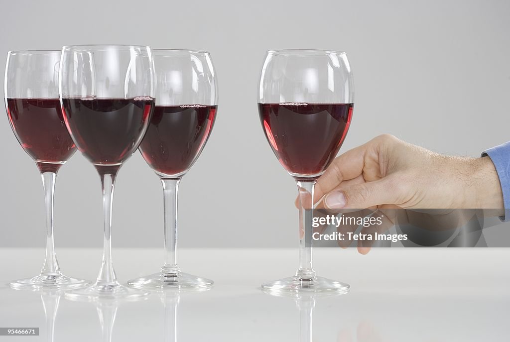 Wine filled glasses