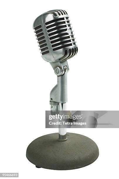 old fashioned microphone - mikrofon stock-fotos und bilder